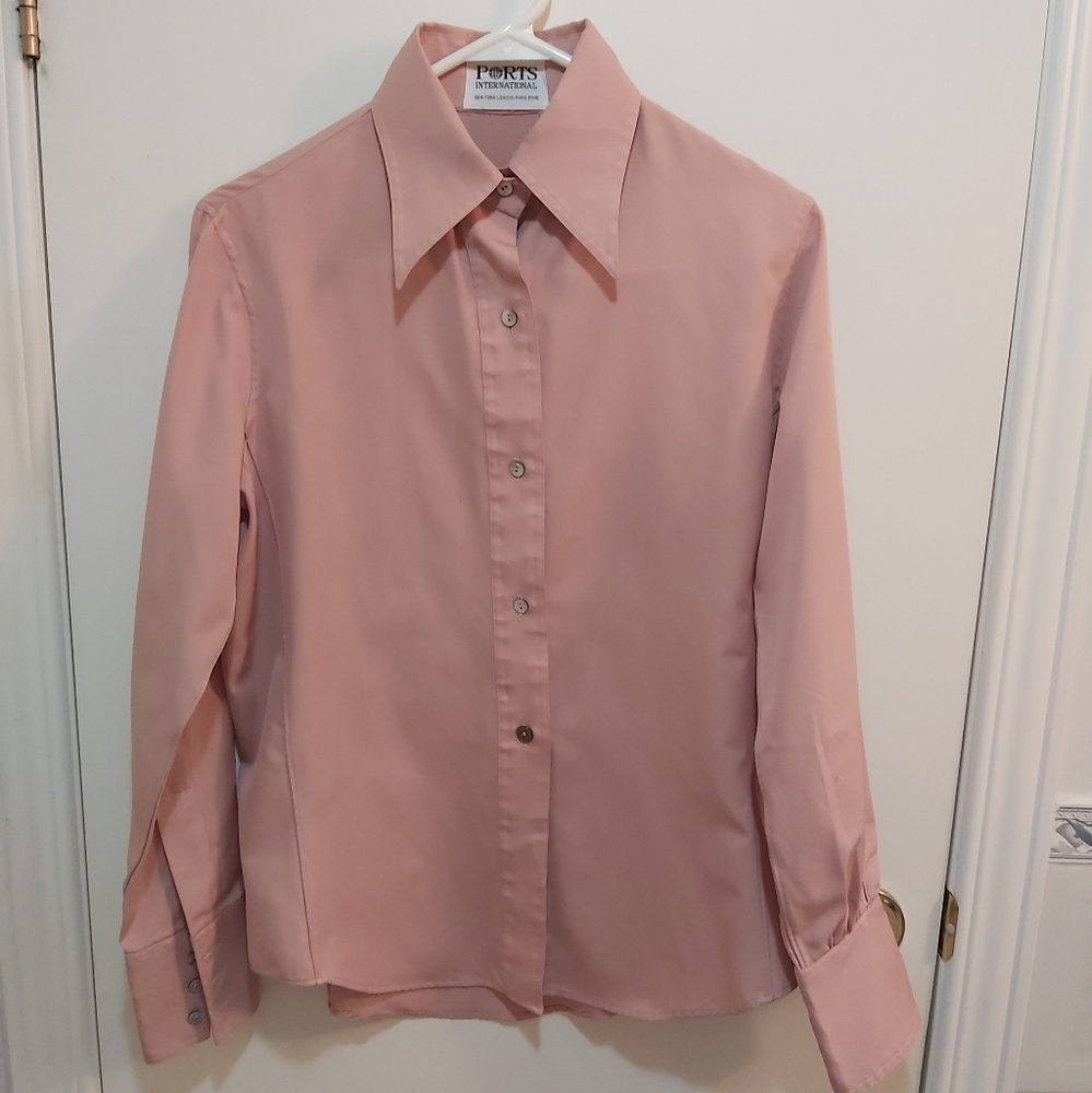 Vintage Ports International Formal Peach Button Up, Size Medium (M)